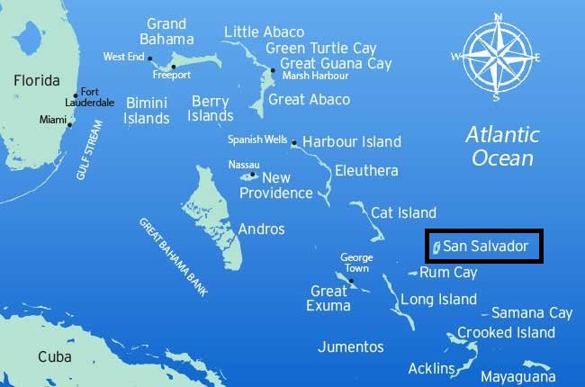 kaart van de Bahama's