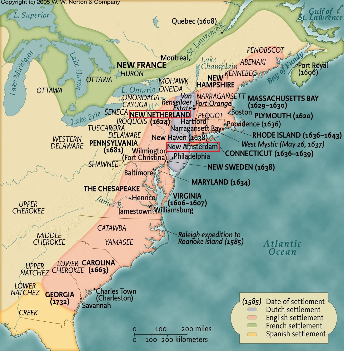 Koloniën aan de oostkust