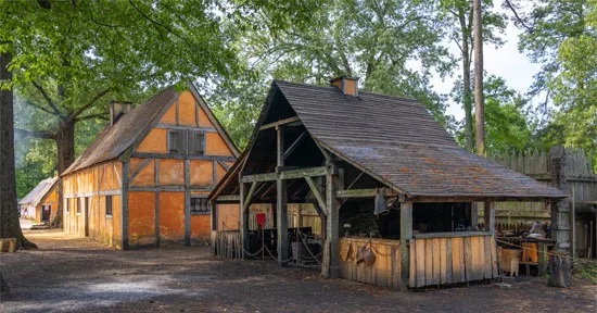 Gebouwen in Jamestown (replica)